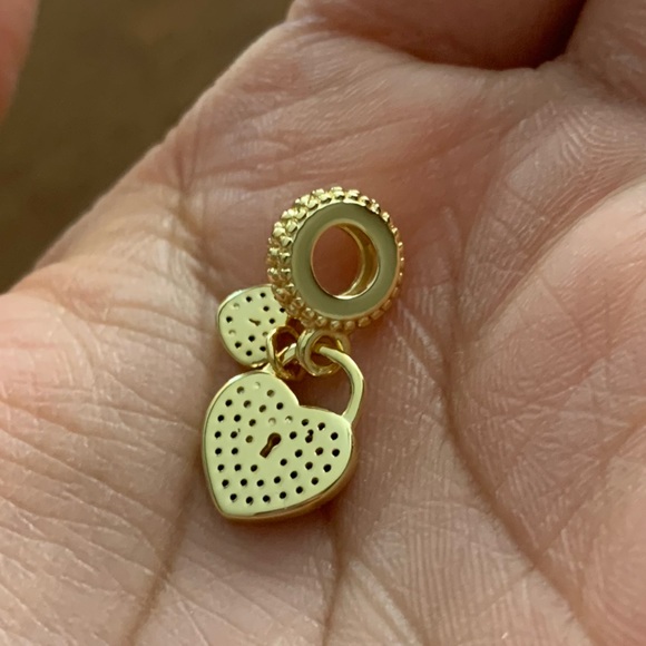 NWOT Pavé Heart Padlocks Dangle Charm Sterling Silver 925 - Picture 8 of 8